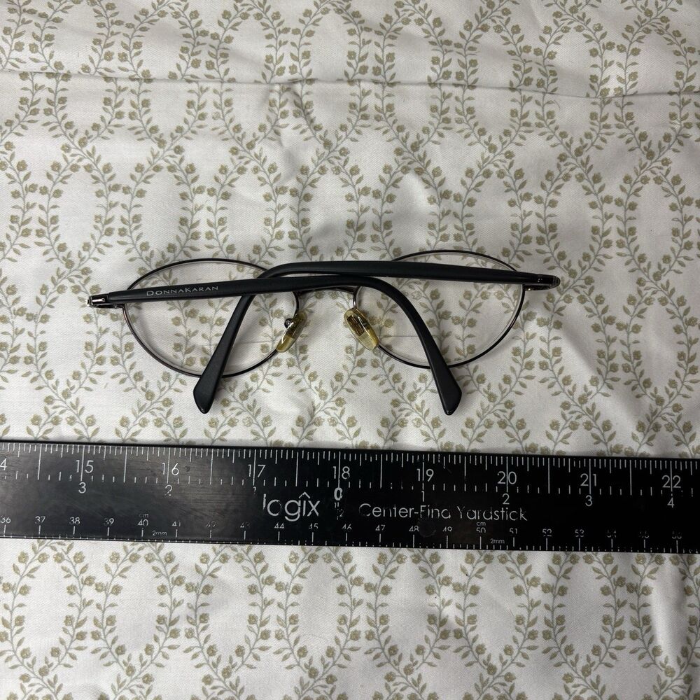 Vintage DONNA KARAN Eyeglasses 8233 Black Oval 1990s Petite Small Thin Metal